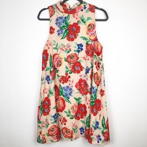 Everly High-Neck Floral Peach Shift Dress